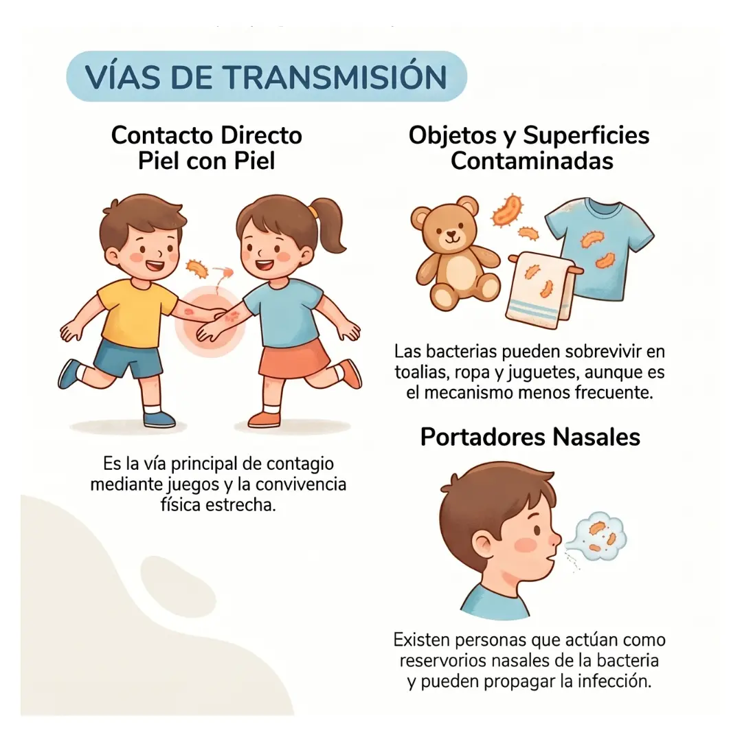 Impetigo en niños vias de transmision